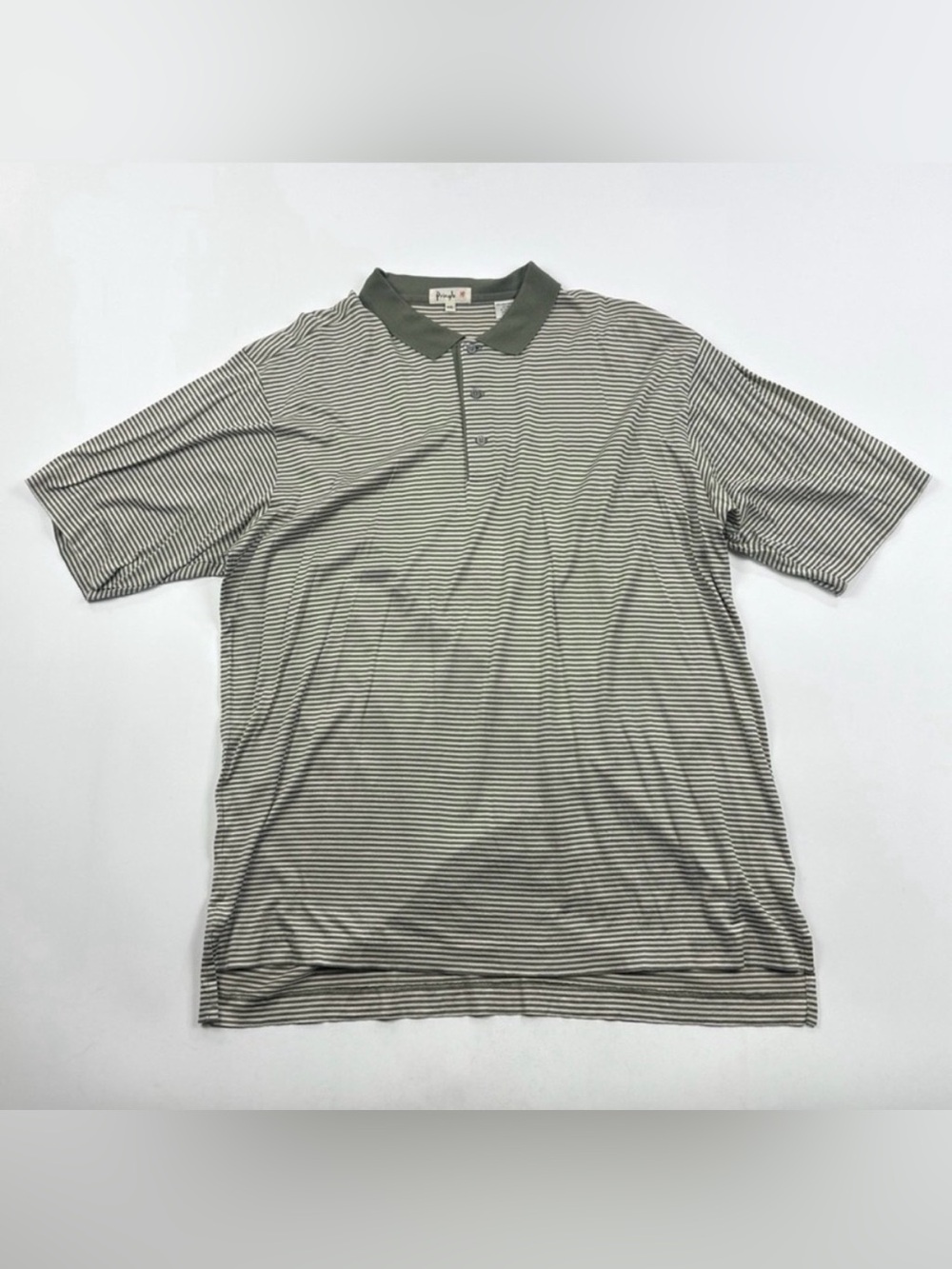 Pringle Golf Green White Striped Mens 2XL XXL Short Sleeve Polo Shirt Casual